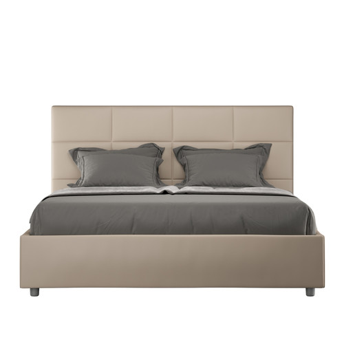 ITYHOME - Lit queen size Mika 160x190 sans sommier taupe ITYHOME  - Lit 160x200 cuir taupe