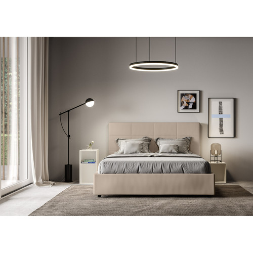 ITYHOME Lit queen size Mika 160x210 sans sommier taupe
