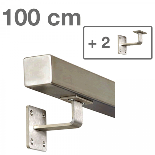IVOL - IVOL Main courante carrée en acier inoxydable 100 cm + 2 supports - Escalier escamotable