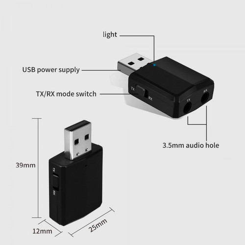 Izen Récepteur Émetteur Audio Usb Bluetooth 5.0 Adaptateur Edr Dongle 3.5Mm
