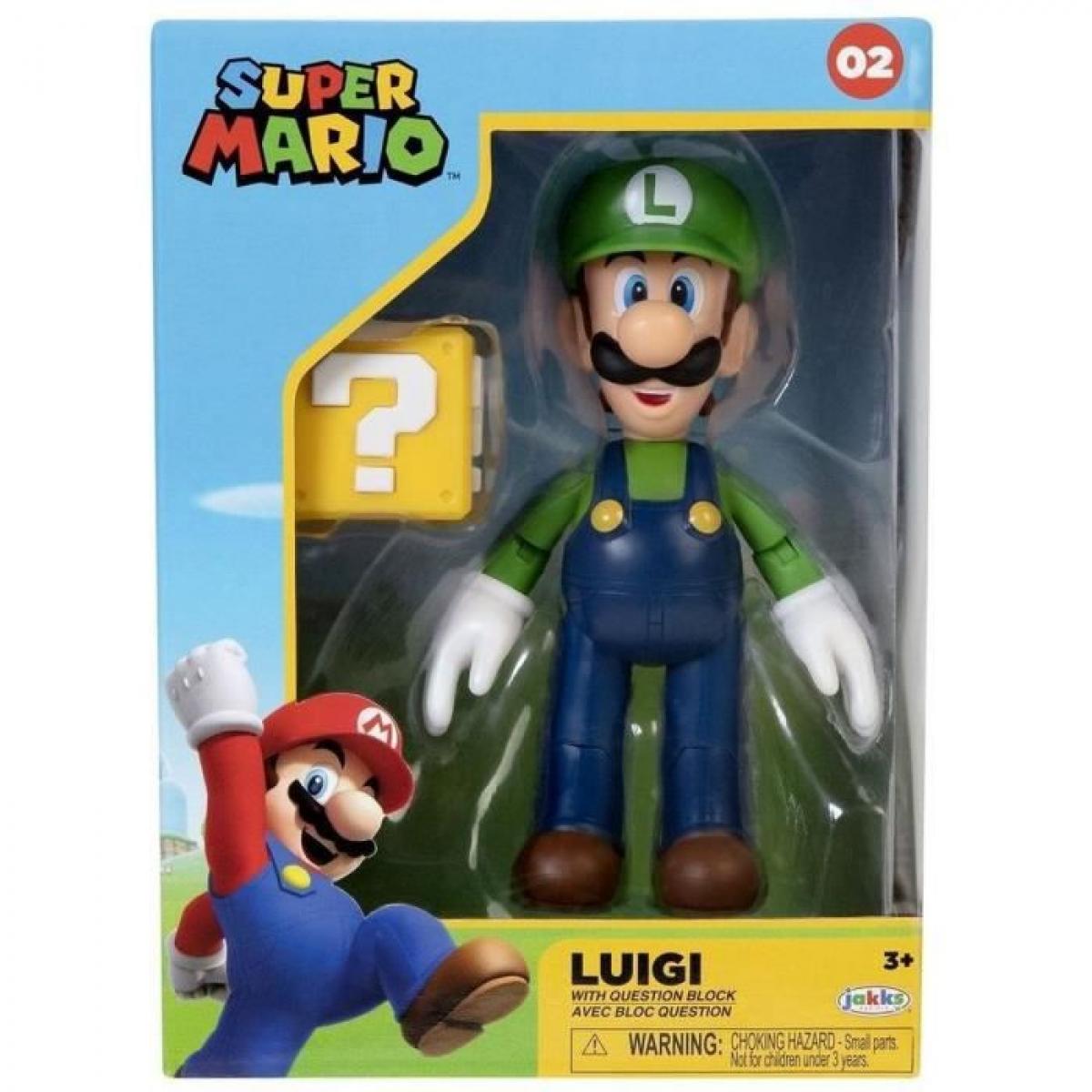Mangas Jakks Pacific Figurine - JAKKS PACIFIC - Super Mario Bros : Luigi + Bloc ? - 10 cm