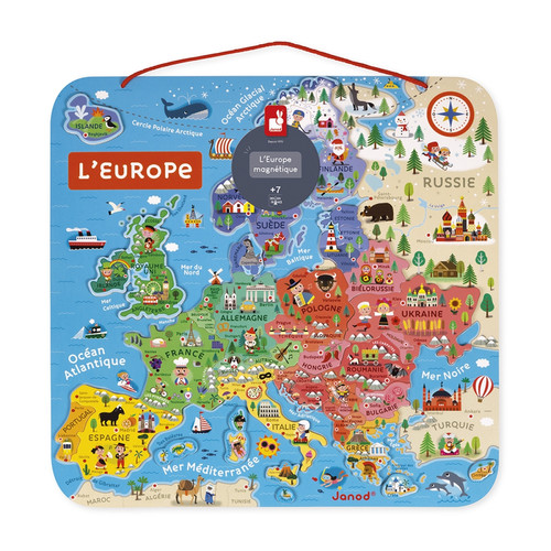 Janod - Puzzle Carte d Europe Magnétique 40 pcs (bois) Janod  - Accessoire enfant