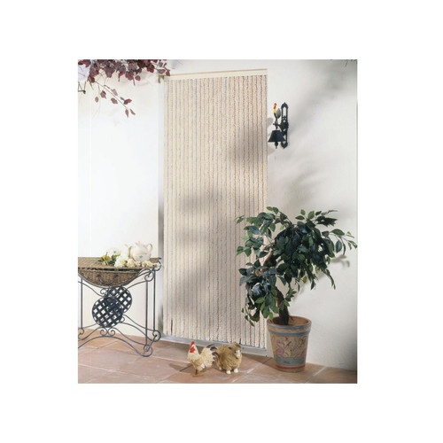 Jardideco - Rideau de porte chenille Florence Beige - 90 x 220 cm - Moustiquaire Fenêtre