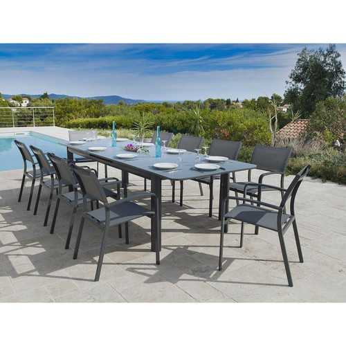 Jardiline - Table de jardin Milos extensible en aluminium pour 10/12 personnes Jardiline  - Tables de Jardin - 12/14 personnes Tables de jardin
