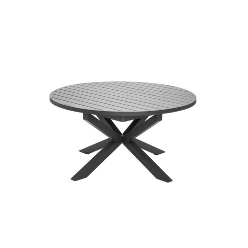 Jardiline - Table de jardin ronde en aluminium gris avec allonge papillon Palma - Jardiline Jardiline  - Tables de jardin