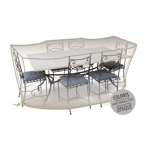 Fauteuil de jardin Jardiline Housse de protection Cover Air pour table rectangulaire + 8 chaises - 240 x 130 x 70 cm - Jardiline