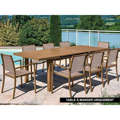 Jardiline - Table rectangulaire extensible en aluminium aspect Teck SANTORIN - 10 places - Jardiline - Tables de jardin