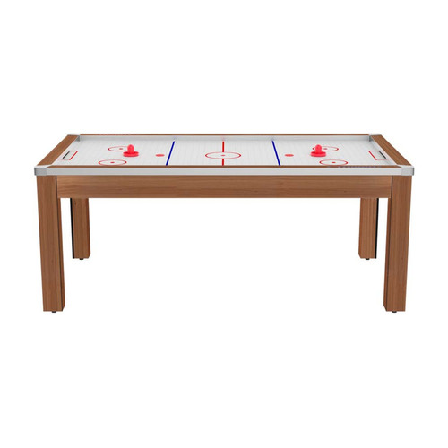 Jardindeco - Air Hockey convertible table 8 personnes Toronto hêtre boisé et blanc (surface de jeu). Jardindeco  - Jeux air hockey