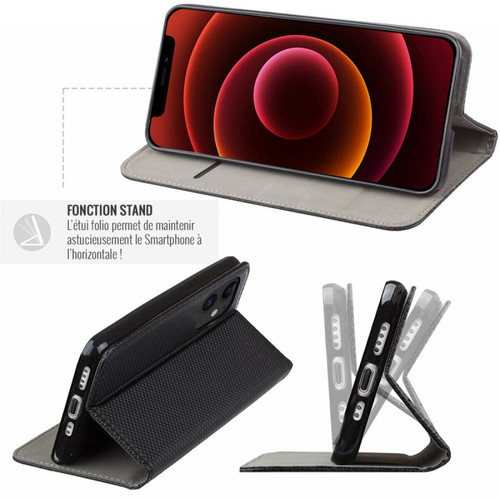 Jaym Jaym Étui Folio pour Xiaomi Redmi 9C Magnétique Fonction Stand Noir