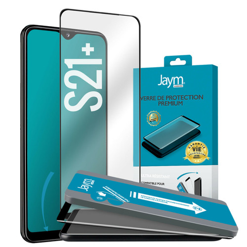 Protection écran smartphone Jaym JAYM - Verre de Protection Premium pour Samsung Galaxy S21+ - Incurvé 3D avec Contour Noir - Garanti à Vie Renforcé 9H Ultra Résistant Compatible Fonction Sonic Sensor Applicateur sur Mesure Inclus