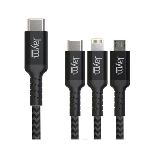 Jaym - Jaym - Cable Premium 1,5 m - USB-C vers 3 Sorties : Lightning Type-C et Micro USB - Garanti à Vie - Ultra renforcé - Longueur 1,5 mètres Jaym  - Accessoire Smartphone