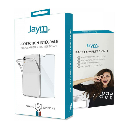 Coque, étui smartphone Jaym JAYM - Pack Intégral Coque + Verre pour Samsung Galaxy S23 - Coque Souple Transparente et Résistante + Verre de protection renforcé - Plat 2.5D