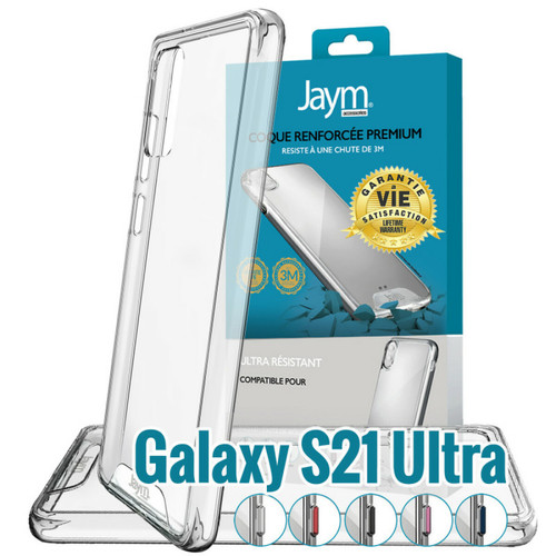 Jaym - JAYM - Coque Ultra Renforcée Premium pour Samsung Galaxy S21 Ultra - Certifiée 3 Mètres de chute – Garantie à Vie - Transparente - 5 Jeux de Boutons de Couleurs Offerts Jaym  - Jaym