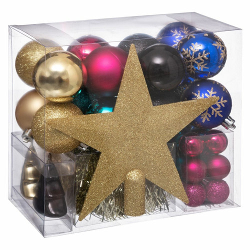 Décorations de Noël Feeric Lights And Christmas Kit Décoration pour sapin de Noël - 44 Pièces - Doré, rose, noir et bleu