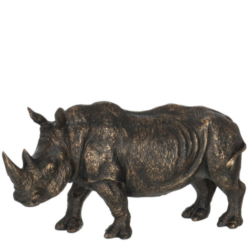 JOLIPA - Statue Rhinocéros brun patiné bronze 18 cm - JOLIPA