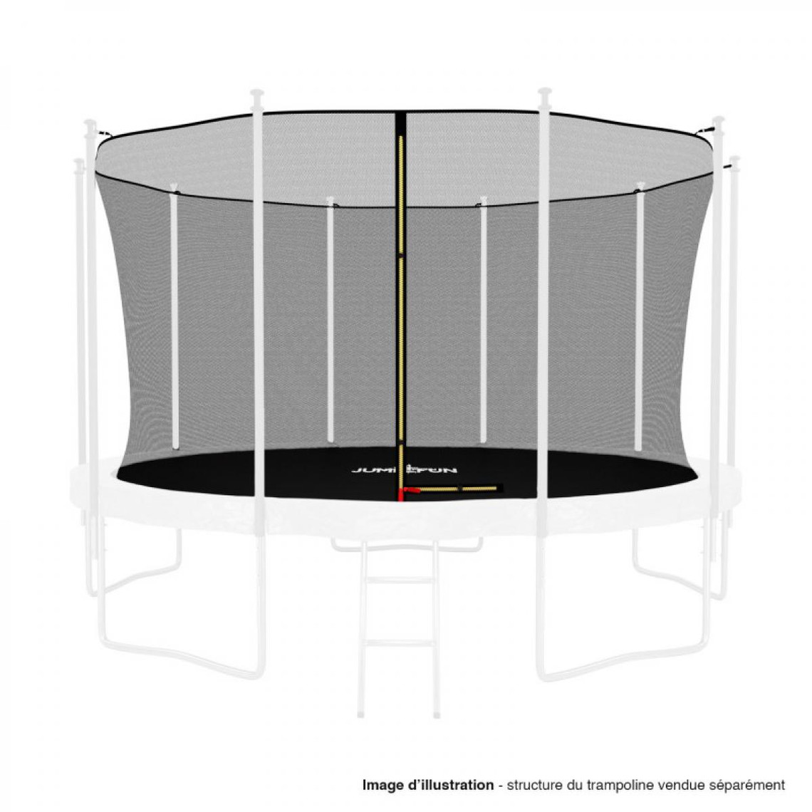 Jump4Fun Filet intérieur de sécurité pour trampoline avec bouchons hauts de perches et ficelle : ø 12Ft, 10 Perches