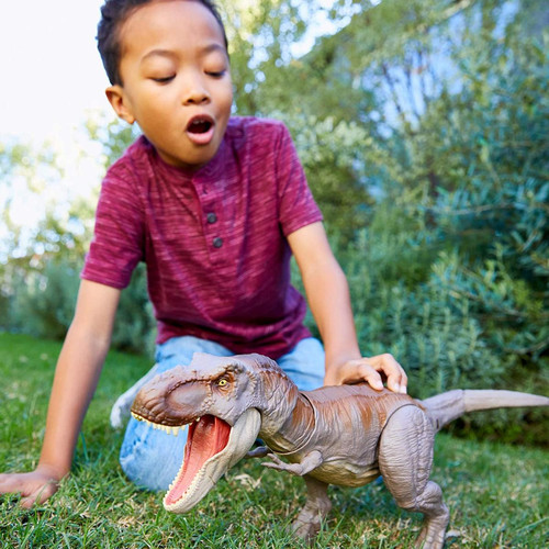 Animaux Jurassic World Jurassic World Grande figurine T-Rex Morsure et Combat, avec tête et queue articulées, emballage fermé, jouet pour enfant, GNH34