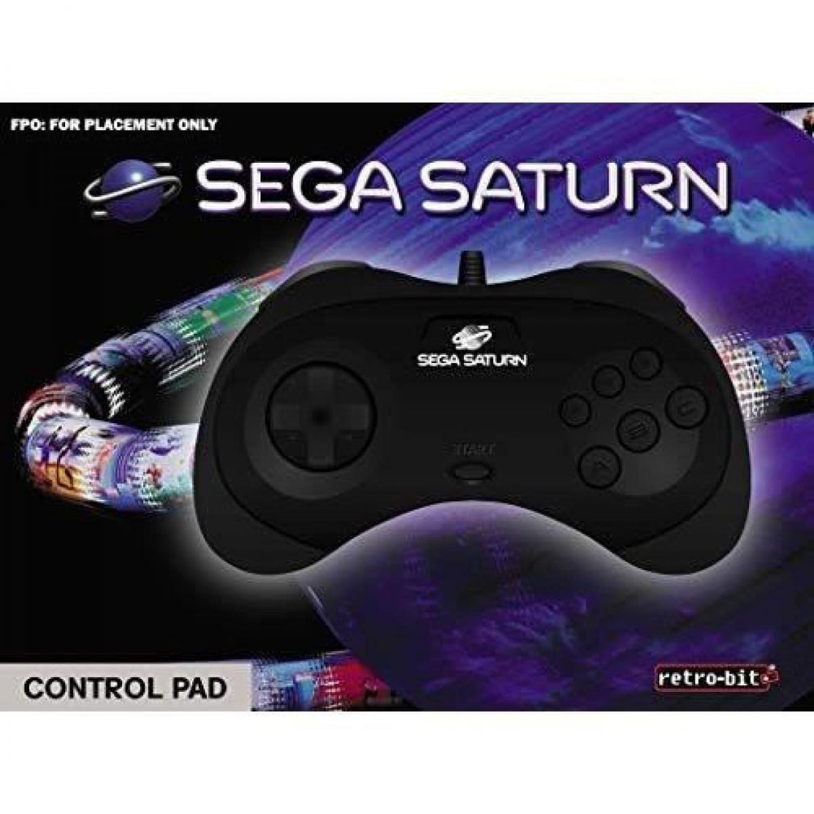 Joystick Just For Games Manette filaire noire Retrobit SEGA Saturn Connexion d'origine