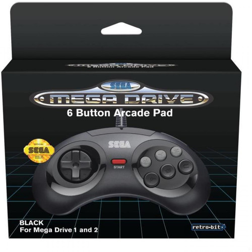Just For Games - Manette Officielle SEGA Mega Drive Mini Retro-bit 6-button USB - Noire - Just For Games