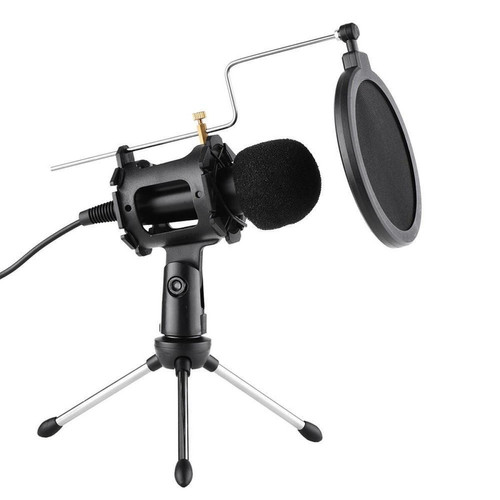 Justgreenbox - Kit de microphone vidéo avec mini trépied antichoc filtre anti-pop pare-brise câble adaptateur USB prise TRS 3,5 mm, Option b Justgreenbox  - Hifi