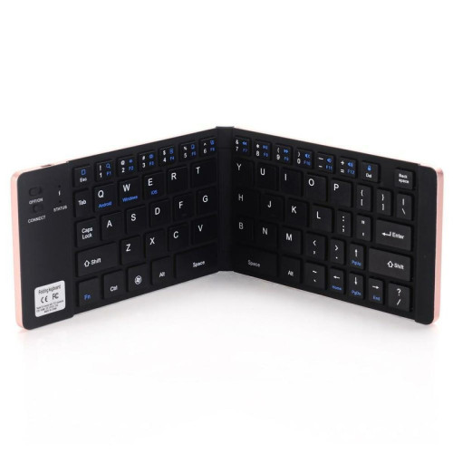 Justgreenbox - Mini clavier sans fil portable 66 touches pliant avec support pour téléphone/tablette/ordinateur portable, Noir Justgreenbox   - Justgreenbox