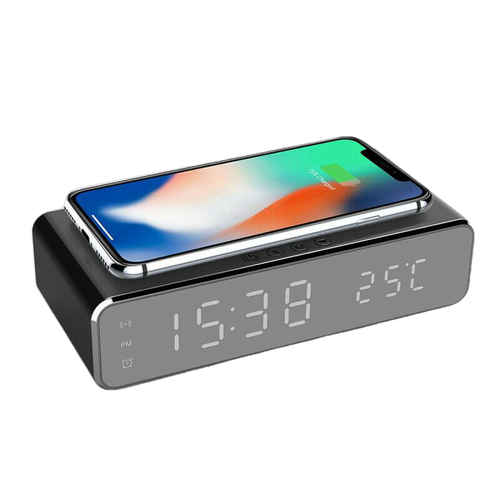 Horloges, pendules Justgreenbox Réveil numérique électrique à LED 12/24H avec chargeur de téléphone sans fil - 1589610