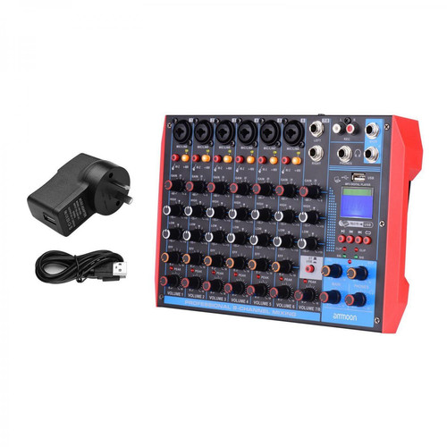 Tables de mixage Console de mixage portable 8 canaux Table de mixage audio numérique + alimentation fantôme 48 V prenant en charge la connexion BT/USB/MP3 - T3654657587369