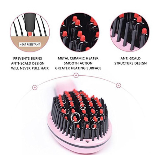Brosses soufflantes Electric Hair Care Fast Straightening Comb Auto Massager Styling Brush, Noir