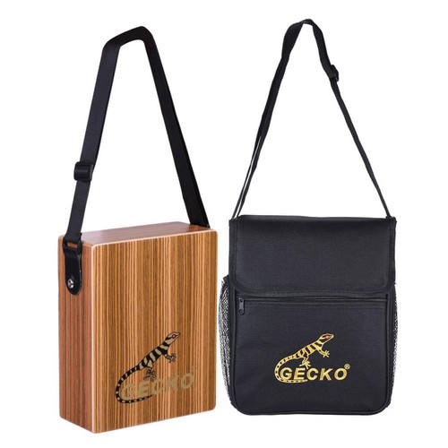 Justgreenbox - Instrument de Persussion en bois de zèbre de main de tambour de boîte de cajon de voyage portatif avec le sac de transport de courroie - T3654657597429 - Justgreenbox