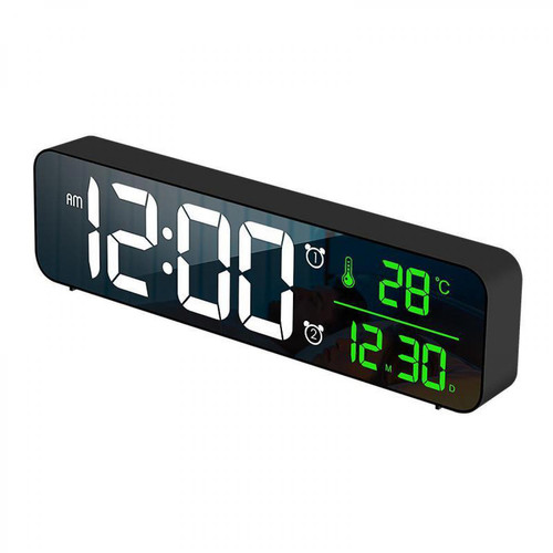 Justgreenbox - Musique 3D double réveil avec thermomètre et affichage à LED HD de température - Bonnes affaires Réveil
