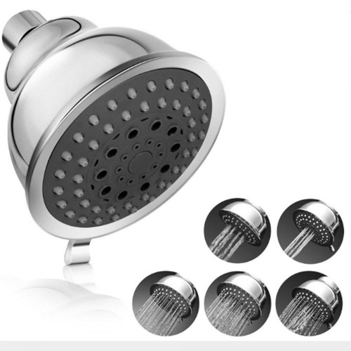 Justgreenbox - Pommeau de douche haute pression - 4 pouces 5 réglages pommeau de douche réglable pour salle de bain pomme de douche à jet, Argent - Plomberie & sanitaire