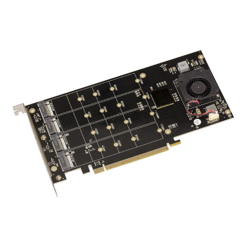 Kalea-Informatique - Carte contrôleur PCIe 3.0 16x pour 4 SSD M.2 NVMe M Key (M2 NGFF). CHIPSET PLX8747 - Bande passante 128GB Max 16000MB/s - Carte Contrôleur