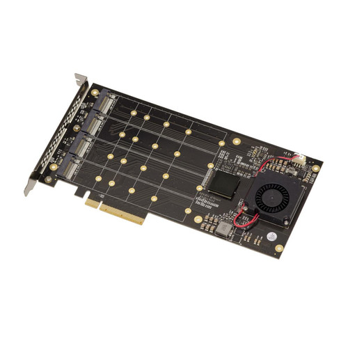 Kalea-Informatique - Carte contrôleur PCIe 3.0 8x pour 4 SSD M.2 NVMe M Key (M2 NGFF). CHIPSET PLX8724 - Bande passante 64GB Max 12000MB/s - Carte Contrôleur