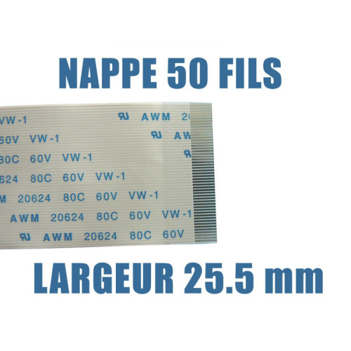Kalea-Informatique - Nappe Ruban ZIF FPC - 50 PINS - PAS 0.5MM - LONGUEUR 150mm Connecteurs sur la même face de la Nappe. - Disque SSD