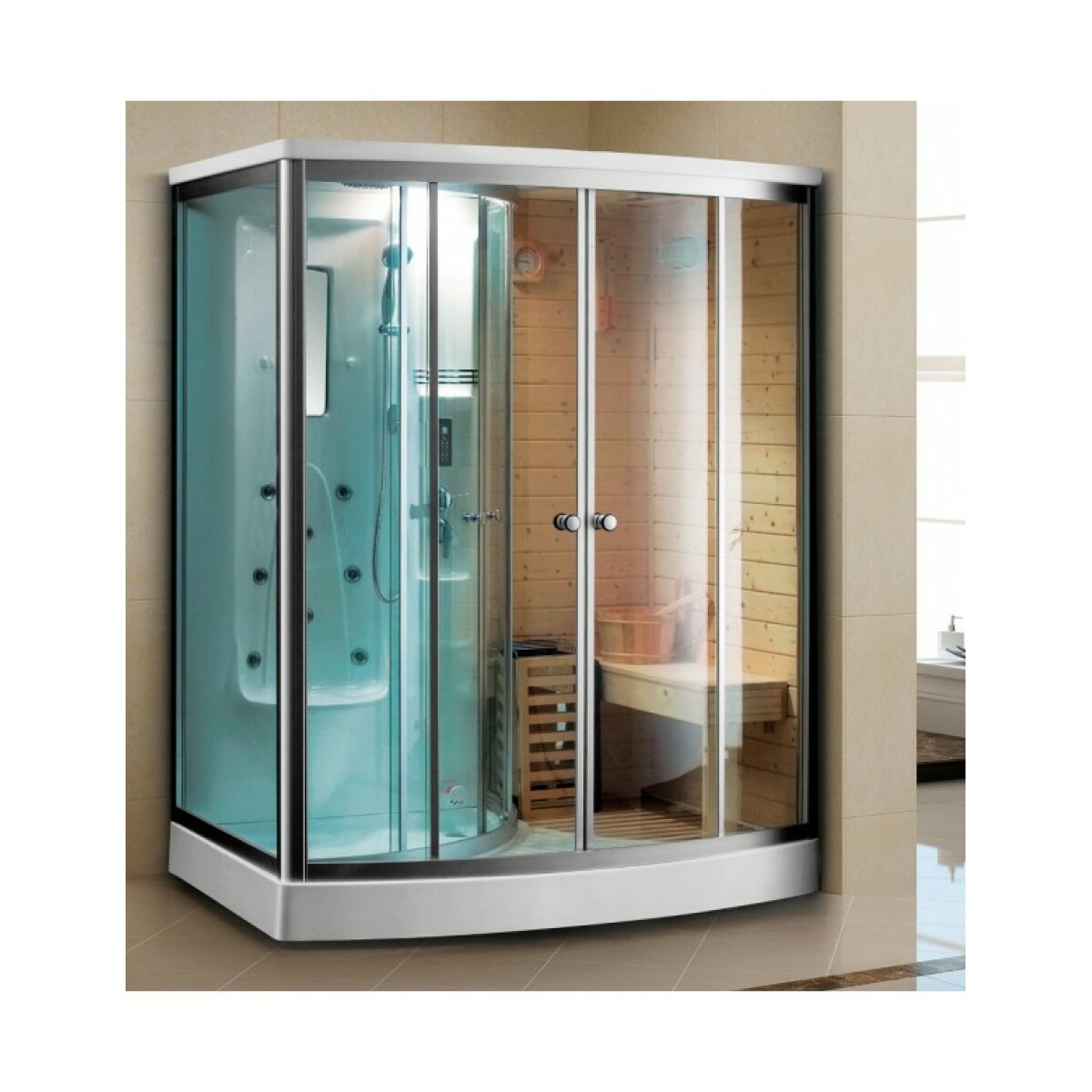 Cabine de douche hydromassante sauna-hammam JUNO 165x110 cm x 215 cm