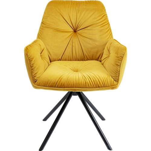 Kare Design - Chaise avec accoudoirs Mila velours jaune Kare Design Kare Design  - Chaises Design
