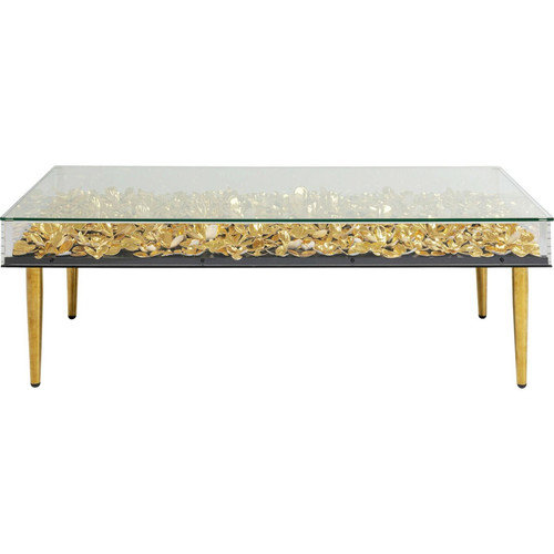 Tables basses Kare Design Table basse fleurs dorées 3D 120x60cm Kare Design