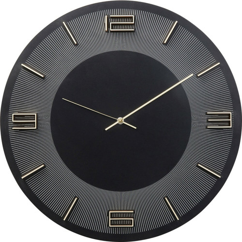 Radio Karedesign Horloge murale Leonardo noire et dorée Kare Design