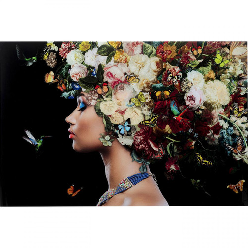 Karedesign - Tableau en verre femme fleurs papillons 150x100cm Kare Design - Karedesign
