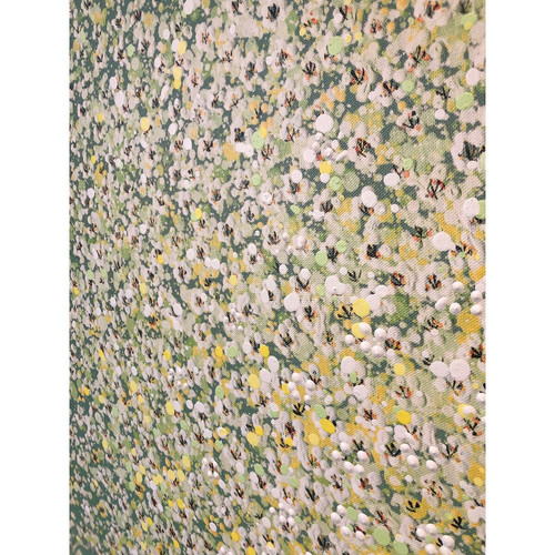 Karedesign Tableau Touched fleurs pirogue vert et jaune 80x100cm Kare Design