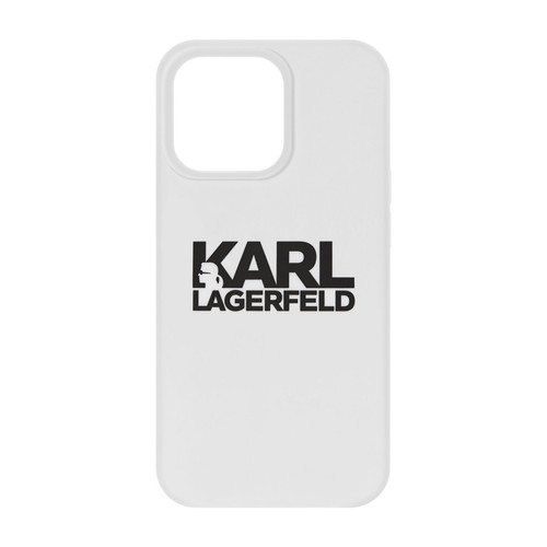 Coque, étui smartphone Karl Lagarfeld Coque Karl Lagerfeld iPhone 13 Mini Silicone Stack Logo blanc