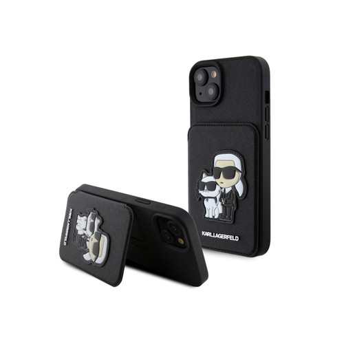 Karl Lagarfeld - Karl Lagerfeld Coque pour Apple iPhone 15 Plus Saffiano avec porte-cartes Noir Karl Lagarfeld - Accessoire Smartphone