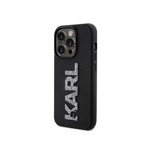 Karl Lagarfeld - Karl Lagerfeld Coque pour Apple iPhone 15 Pro 3D Rubber Karl Glitter Noir Karl Lagarfeld - Karl Lagarfeld