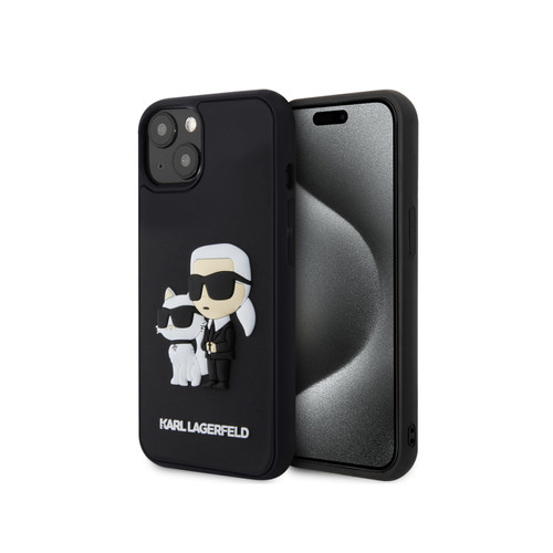 Karl Lagarfeld - Karl Lagerfeld Coque pour Apple iPhone 15 Plus 3D Rubber Karl & Choupette Noir Karl Lagarfeld  - Coque, étui smartphone