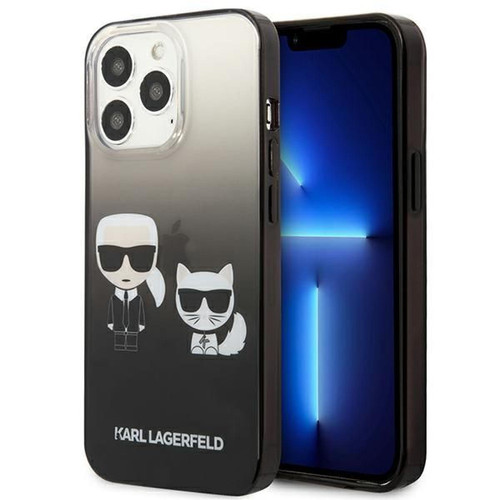 Karl Lagerfeld - Karl Lagerfeld Gradient Ikonik Karl & Choupette - Coque pour iPhone 13 Pro (Noir) Karl Lagerfeld  - Karl Lagerfeld