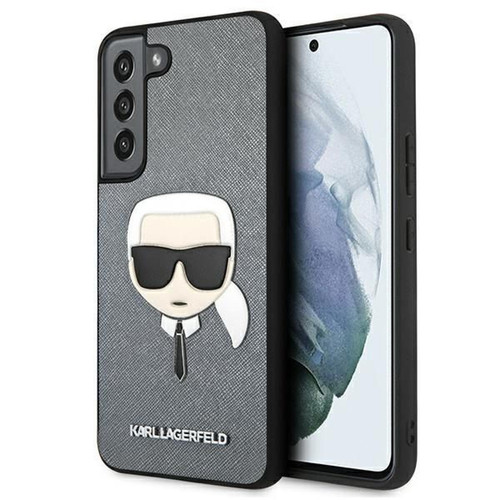 Coque, étui smartphone Karl Lagerfeld Karl Lagerfeld Saffiano Ikonik Karl`s Head - Coque pour Samsung Galaxy S22+ (Argent)