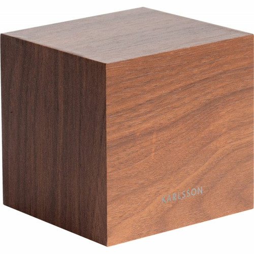Karlsson Réveil en bois carré Cube Bois foncé.