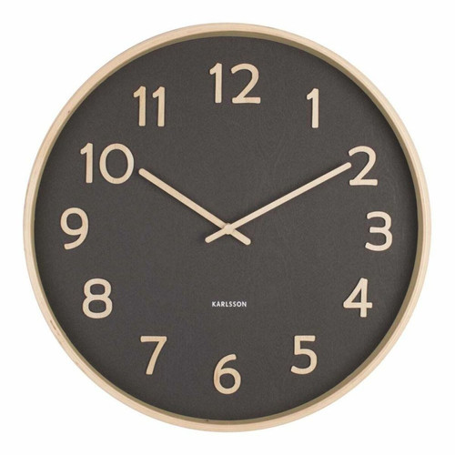 Karlsson Horloge ronde en bois Pure  40 cm noir.