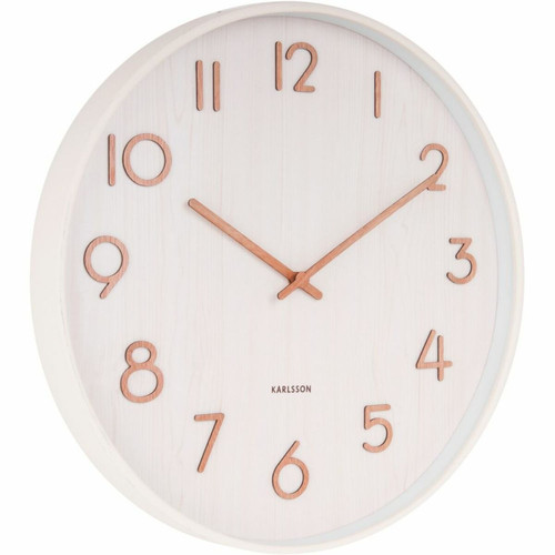 Karlsson - Horloge en bois Pure 40 cm blanc. Karlsson  - Horloges, pendules Horloge murale a quartz tete de mort fond blanc