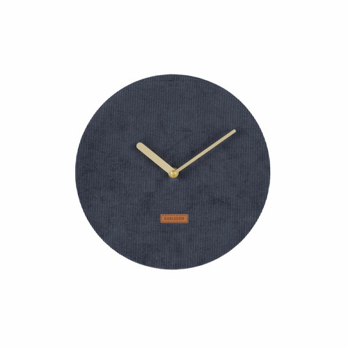 Karlsson - Horloge murale en velours côtelé Corduroy - Diam. 25 cm - Bleu foncé Karlsson  - Horloge murale design